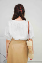 Cloudy Chance Puffy Sleeves Button Down Top in White