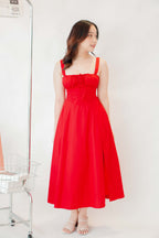 Ruby Corset Maxi A-line Dress in Red