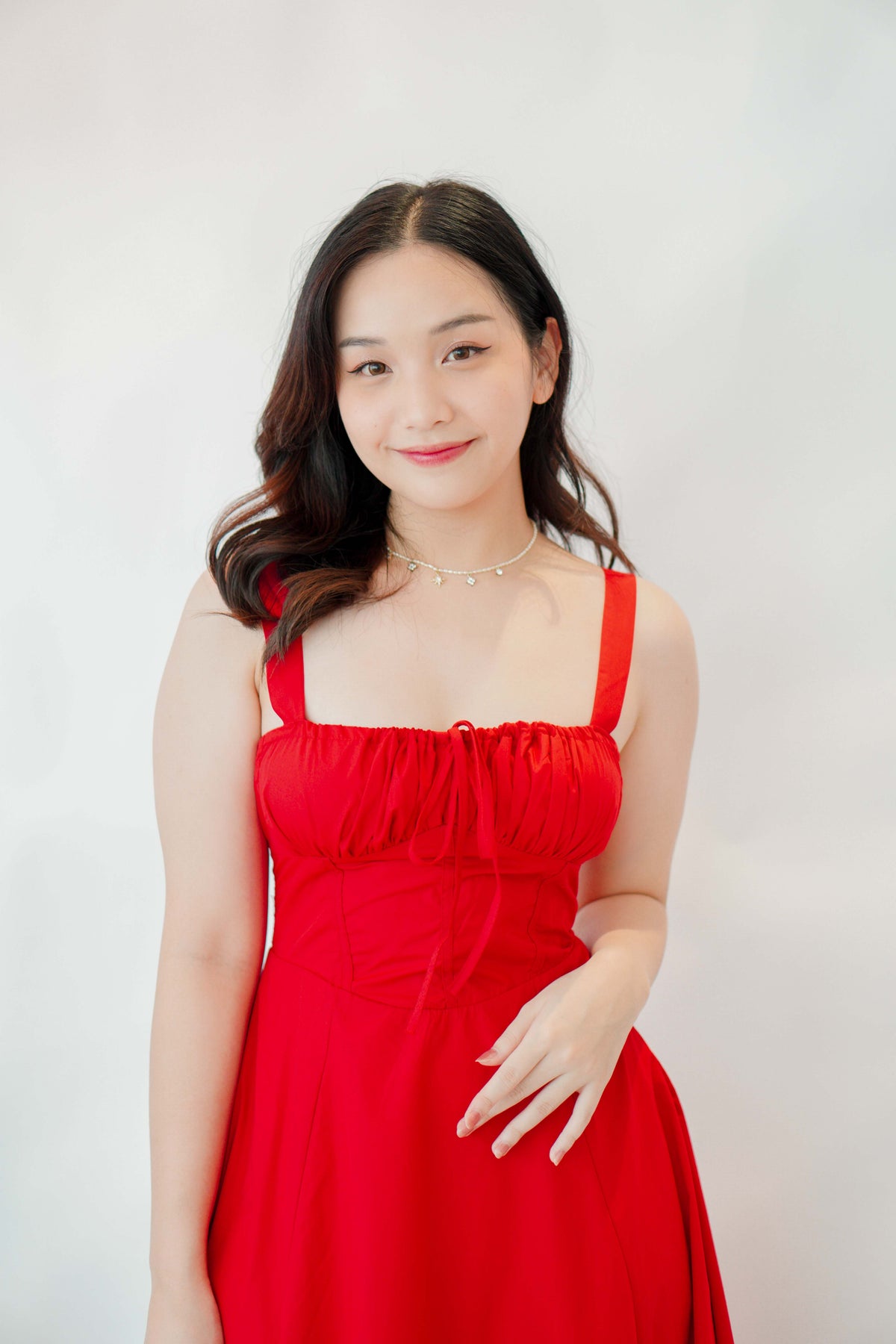 Ruby Corset Maxi A-line Dress in Red