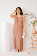 Maxine Pleated Midi Dress in Khaki