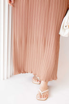 Maxine Pleated Midi Dress in Khaki