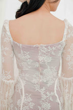 Anastasia Long Sleeve Lace Bustier Dress in White