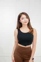 (BACKORDER) Night Vision Back Cutout Padded Crop Top in Black