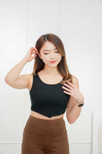 (BACKORDER) Night Vision Back Cutout Padded Crop Top in Black