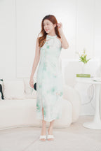 Qing Yi Pearl Halter Neck Cheongsam in Light Green