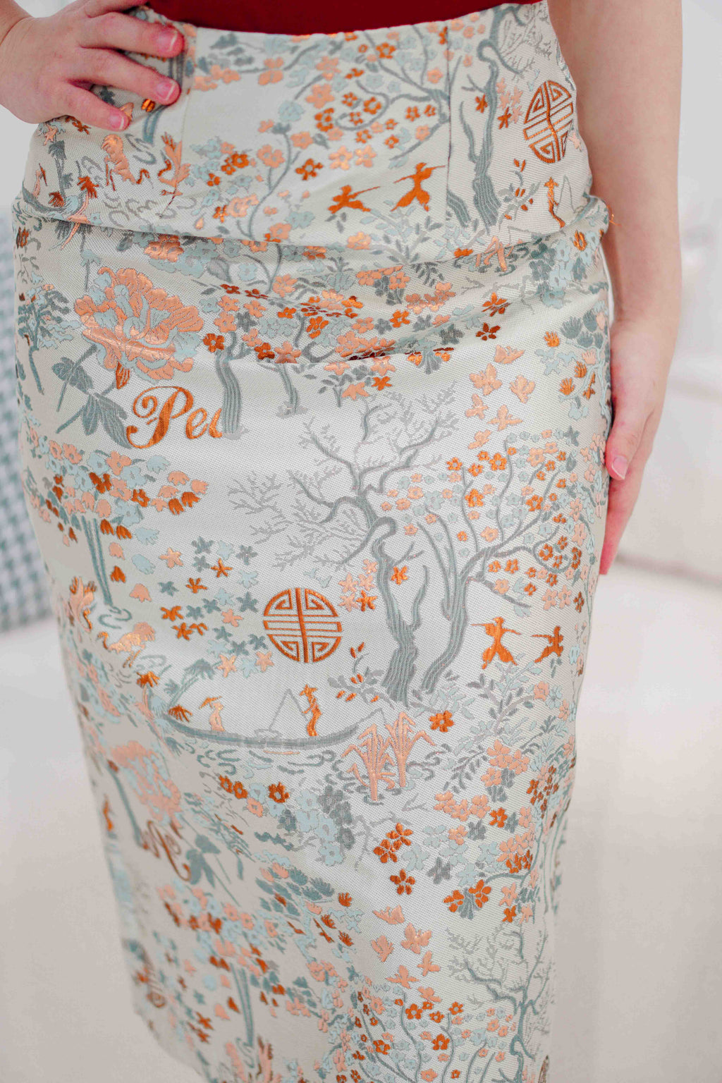 Chuan Embroidery Floral Midi Skirt