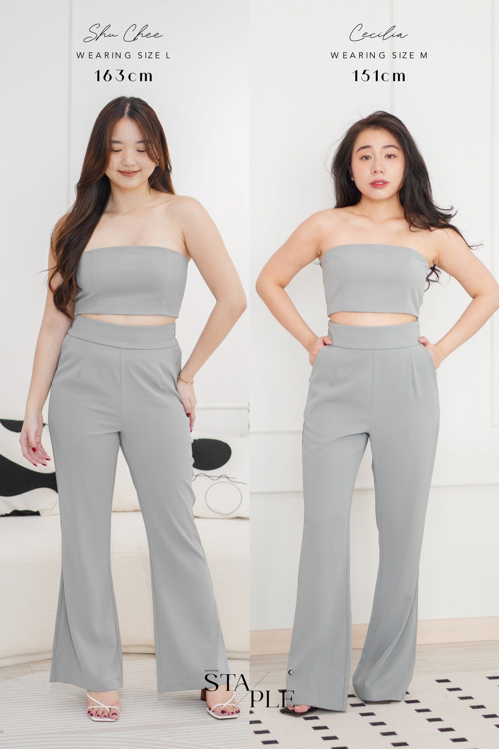 [+10cm] The Staple Pants by Bash in Moon Grey