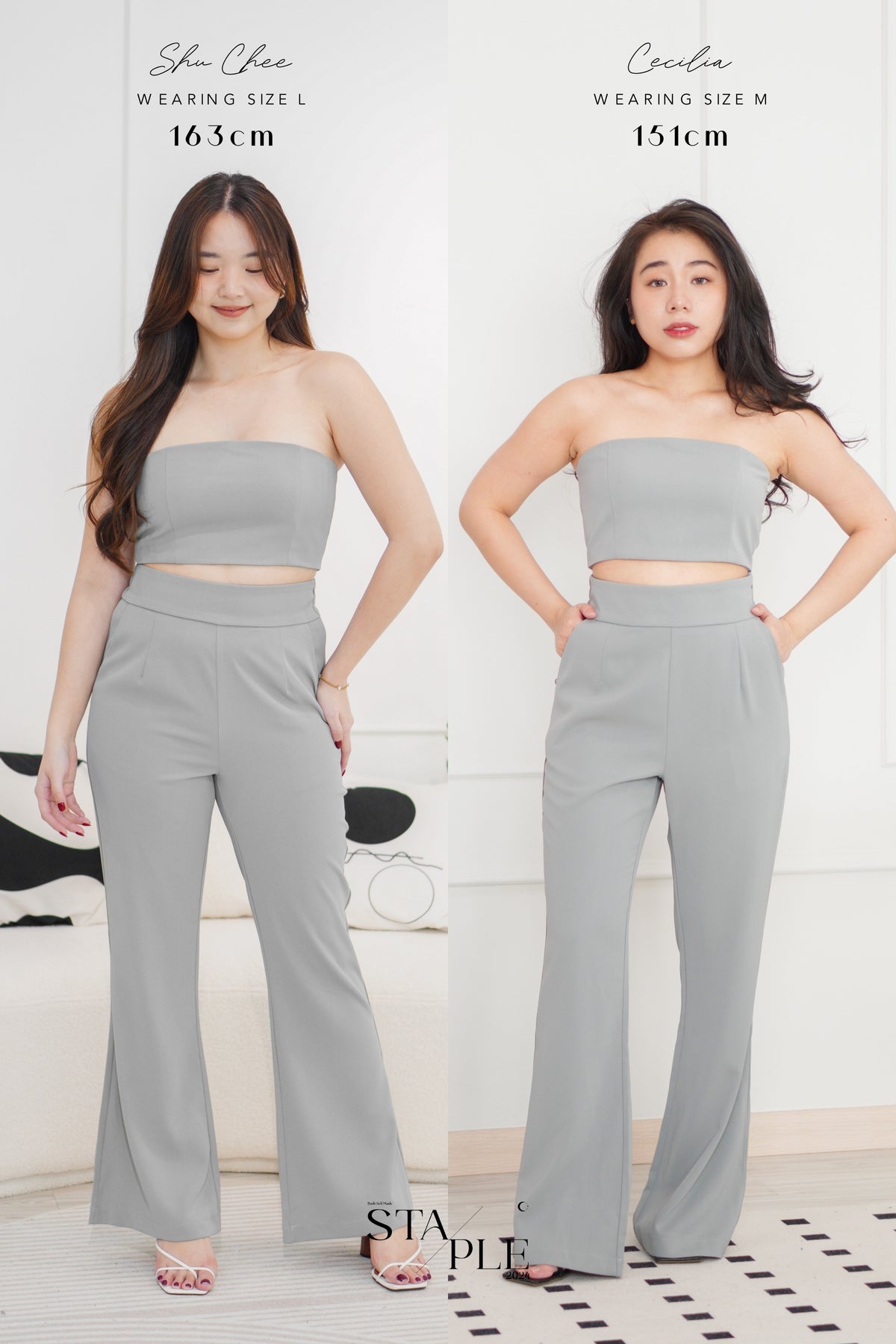 [+10cm] The Staple Pants by Bash in Moon Grey
