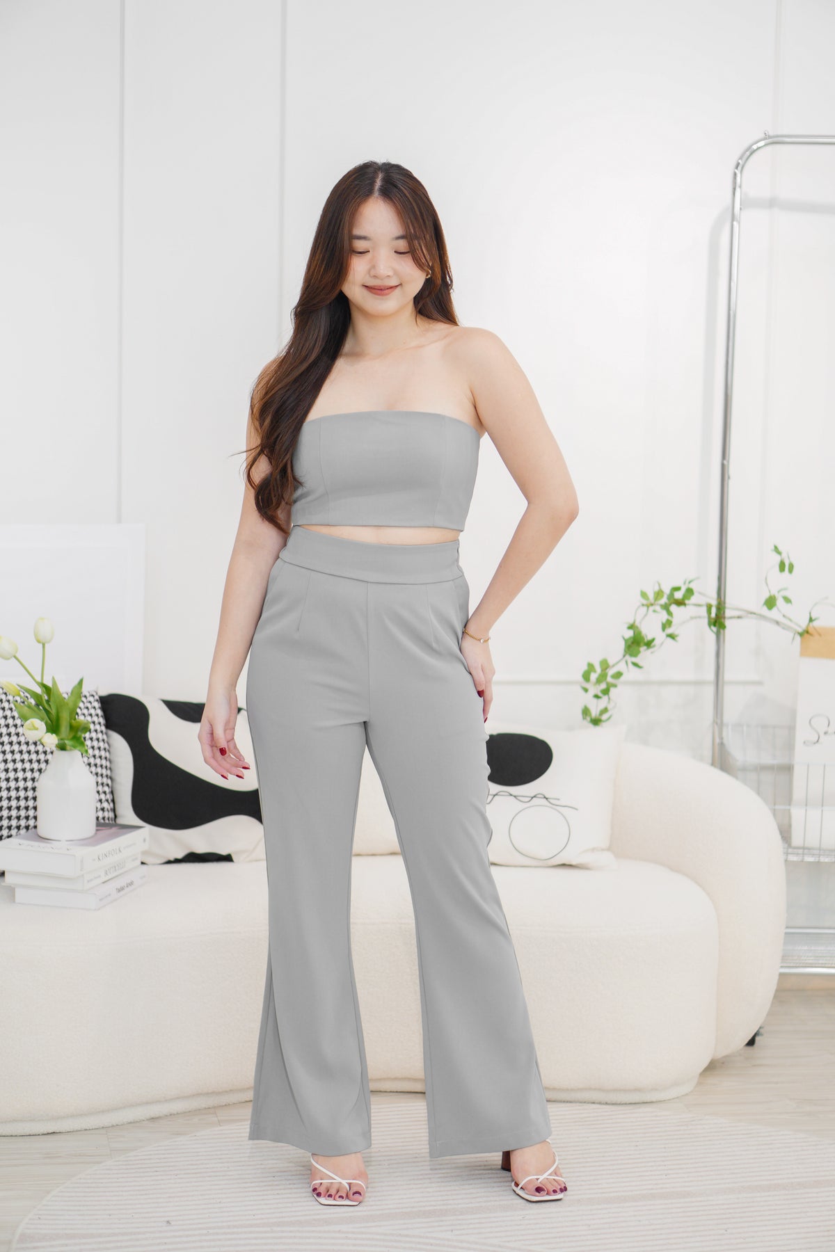[+10cm] The Staple Pants by Bash in Moon Grey
