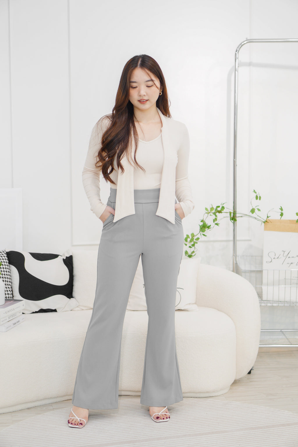 [+10cm] The Staple Pants by Bash in Moon Grey