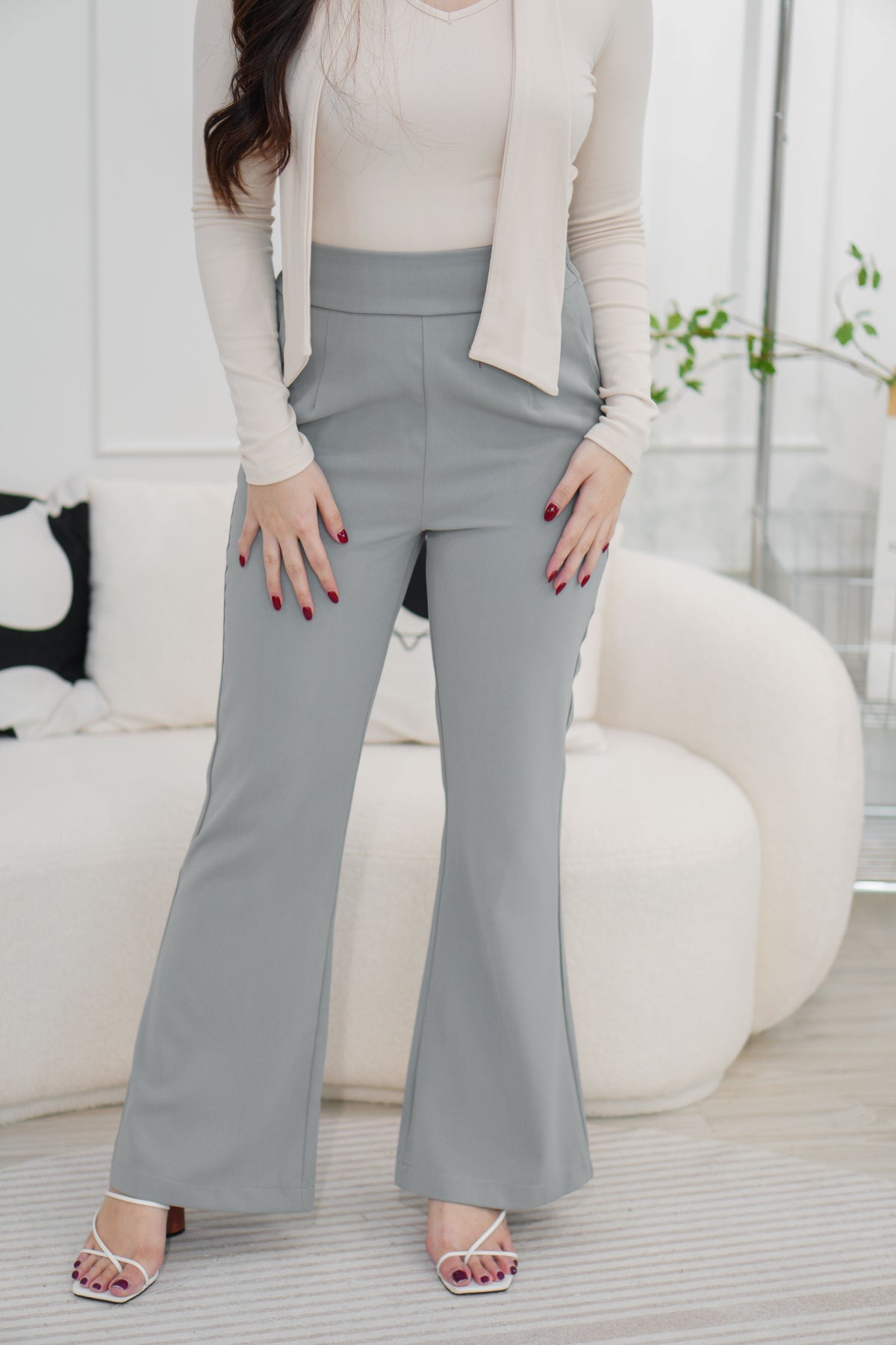 [+10cm] The Staple Pants by Bash in Moon Grey