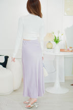 Aurum Satin Skirt in Light Purple
