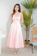 Chantelle Corset Maxi A-Line Dress in Pink