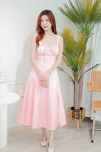 Chantelle Corset Maxi A-Line Dress in Pink