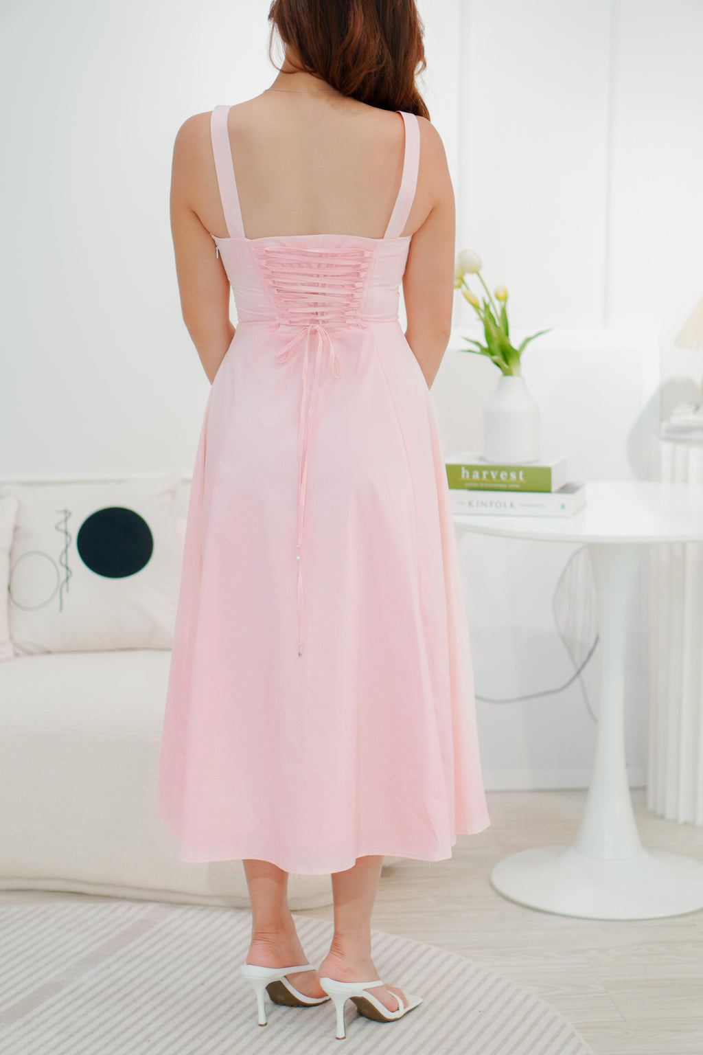 Chantelle Corset Maxi A-Line Dress in Pink