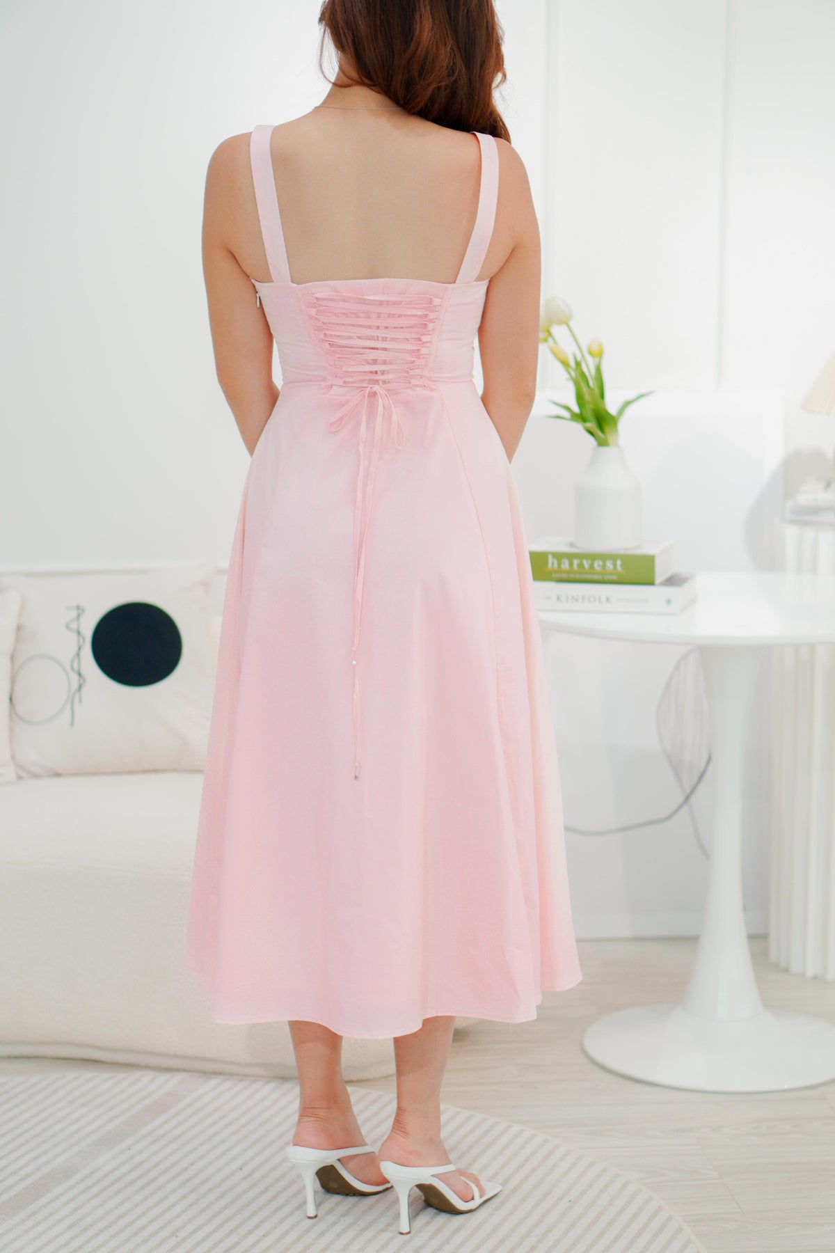 Chantelle Corset Maxi A-Line Dress in Pink