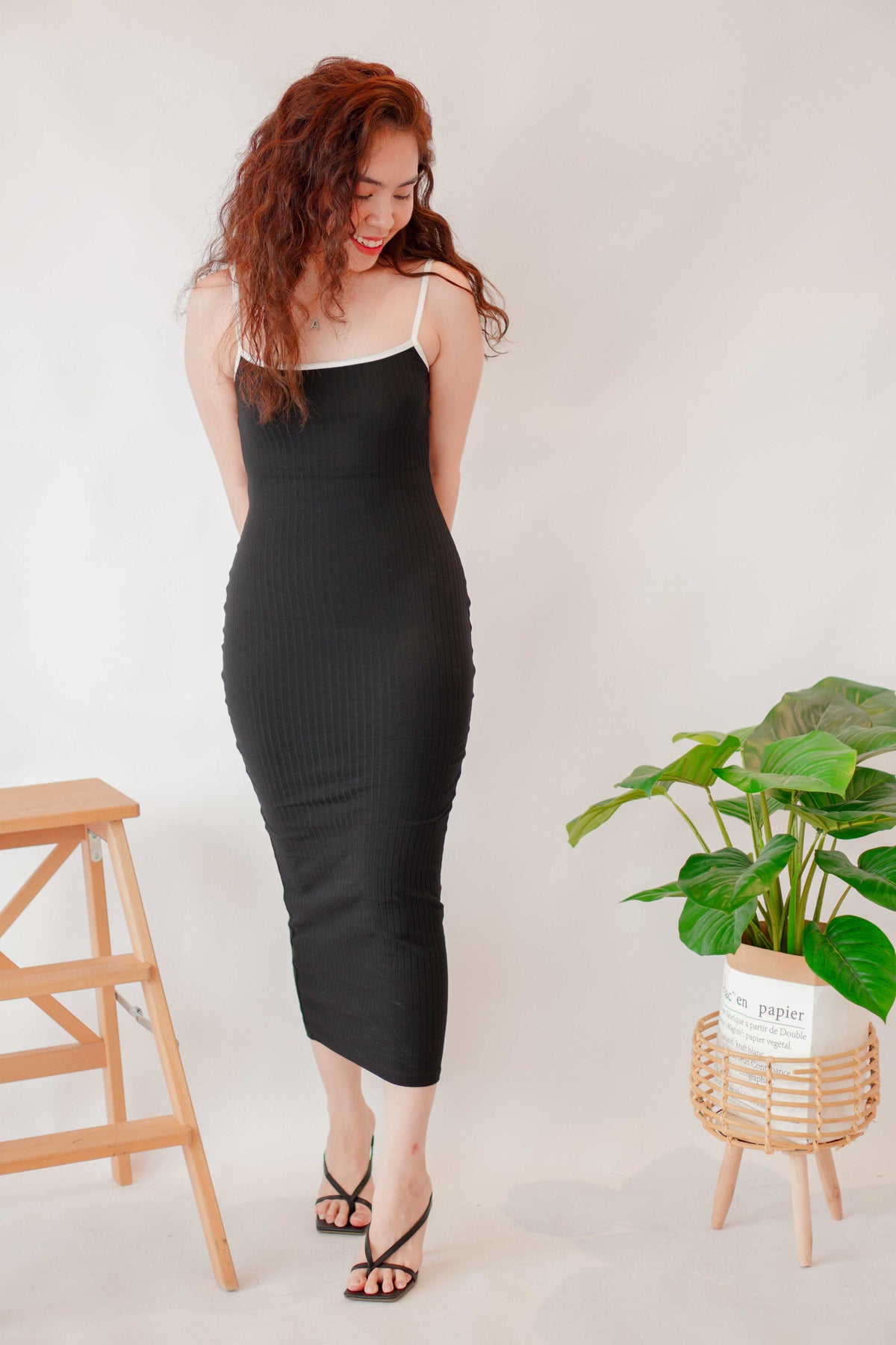 Zulu Cami Maxi Bodycon Dress in Black