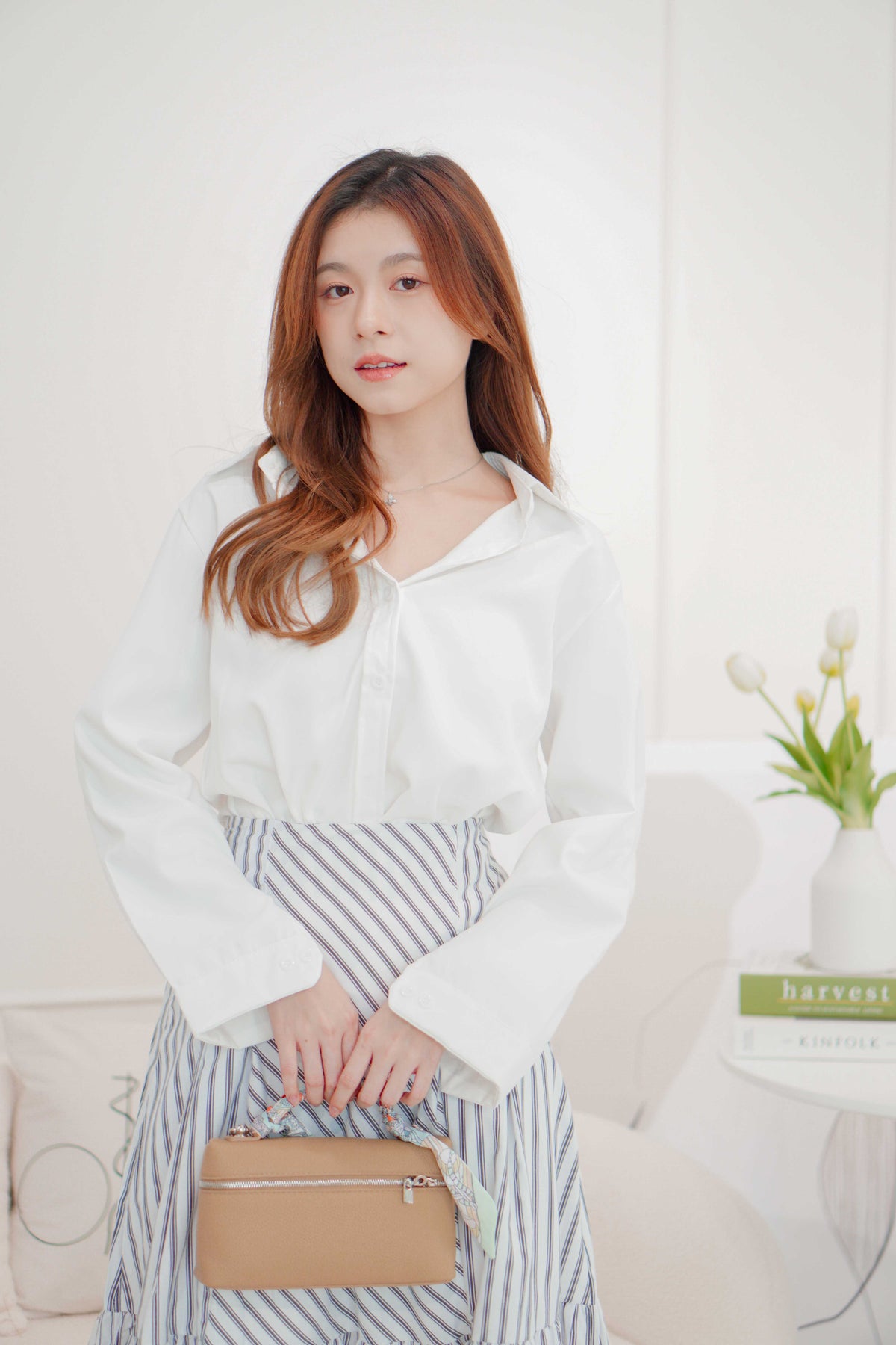(BACKORDER) Joris Collar Button Down Top in White