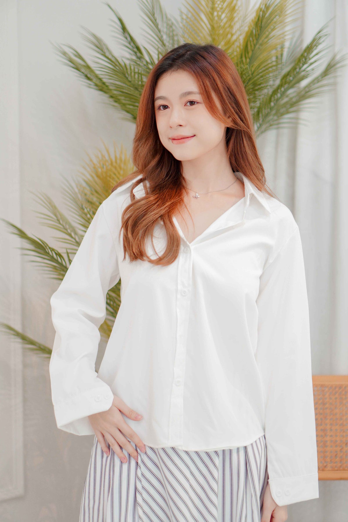 (BACKORDER) Joris Collar Button Down Top in White