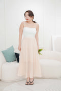 Cream Love Flowy Chiffon Skirt in Beige