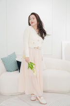 Cream Love Flowy Chiffon Skirt in Beige