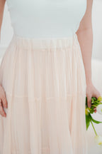 Cream Love Flowy Chiffon Skirt in Beige