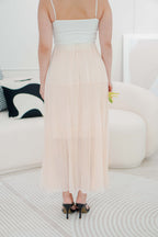 Cream Love Flowy Chiffon Skirt in Beige