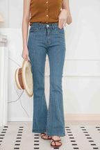 Sandro Bell Bottom Jeans in Dark Blue