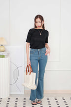 Sandro Bell Bottom Jeans in Dark Blue