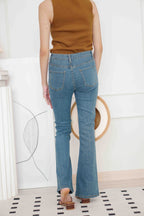 Sandro Bell Bottom Jeans in Dark Blue