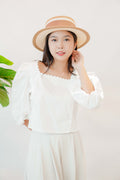 Sieya Square Neck Puffy Sleeve Blouse Top in White