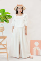 Sieya Square Neck Puffy Sleeve Blouse Top in White
