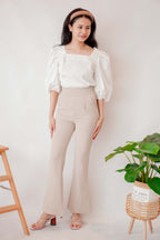 Sieya Square Neck Puffy Sleeve Blouse Top in White