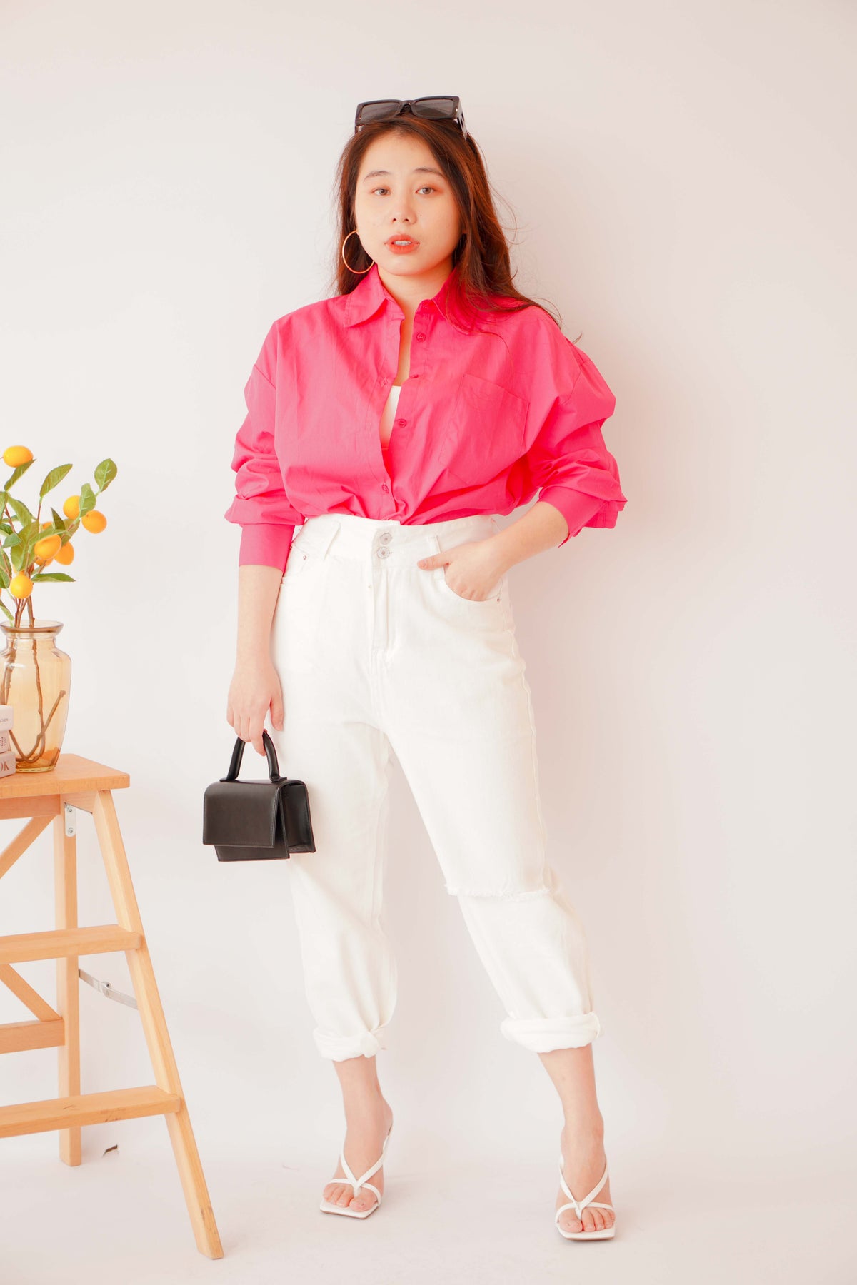 (BACKORDER) Capri Button Down Top in Pink