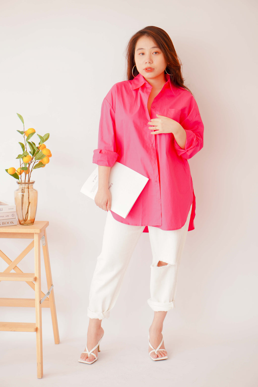 (BACKORDER) Capri Button Down Top in Pink