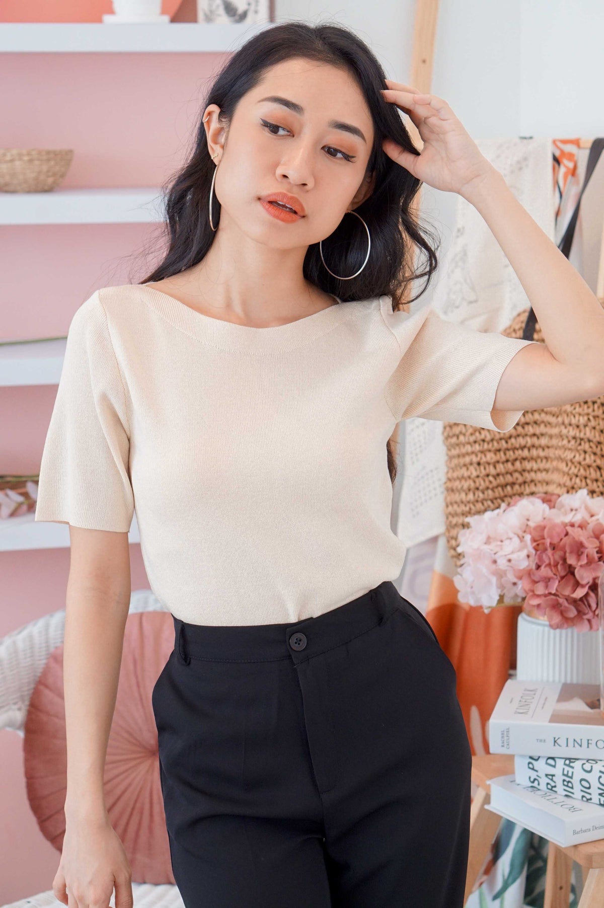 Over Dreamer Knit Top in Beige