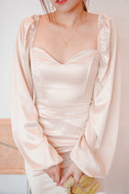 Golden Spell Satin Dress in Champagne