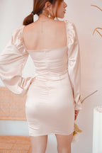 Golden Spell Satin Dress in Champagne