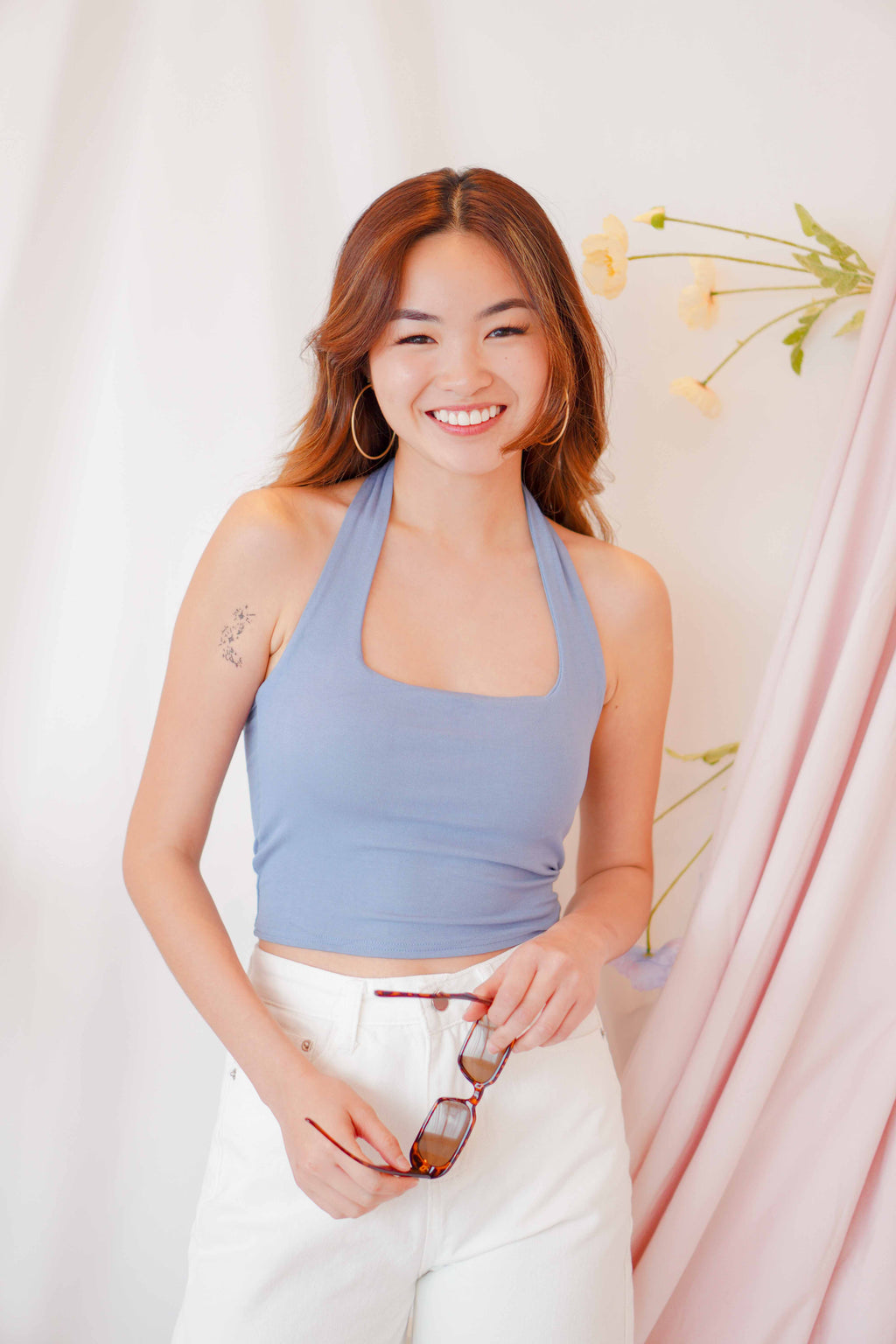 (BACKORDER) Bora Padded Halter Top in Blue