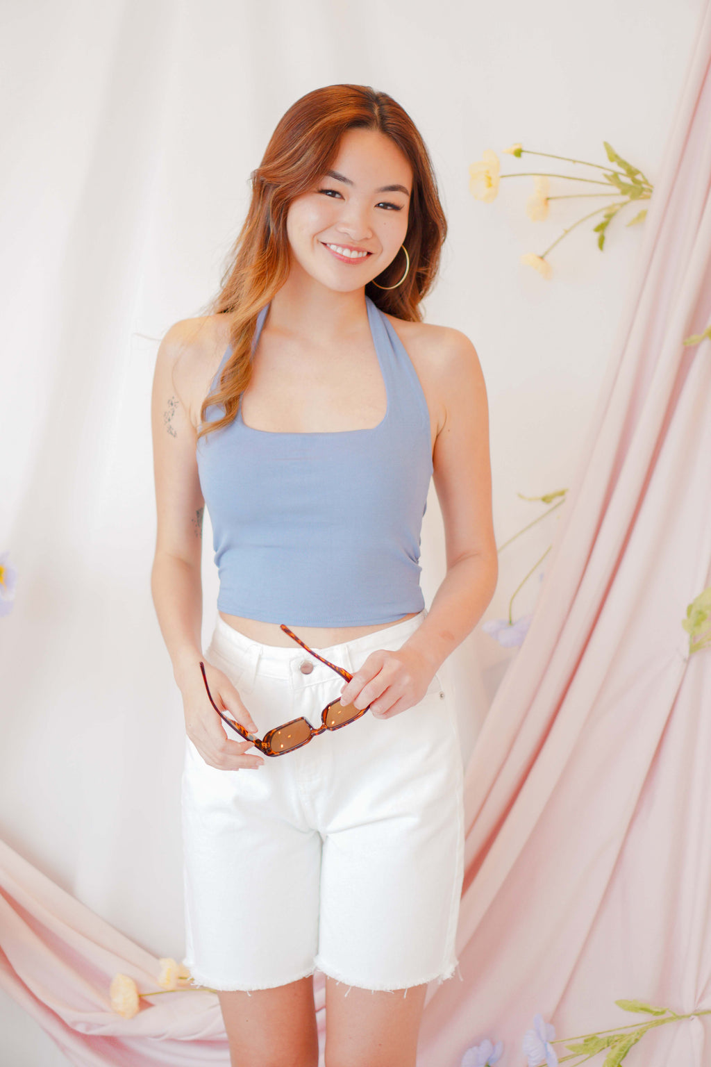 (BACKORDER) Bora Padded Halter Top in Blue