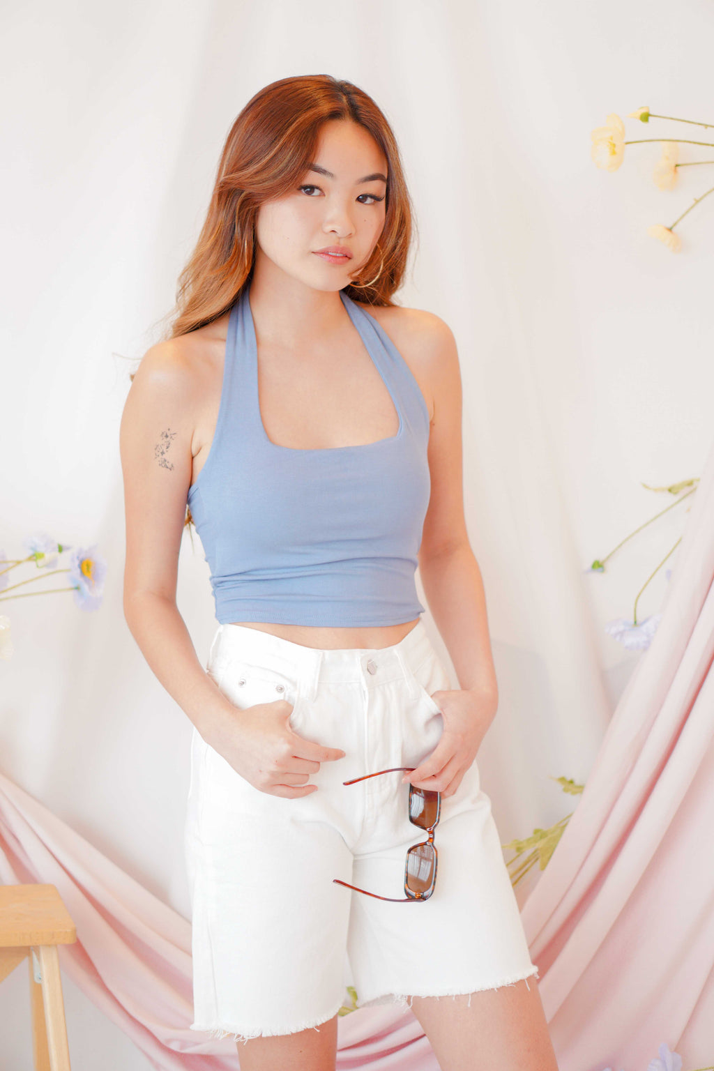 (BACKORDER) Bora Padded Halter Top in Blue