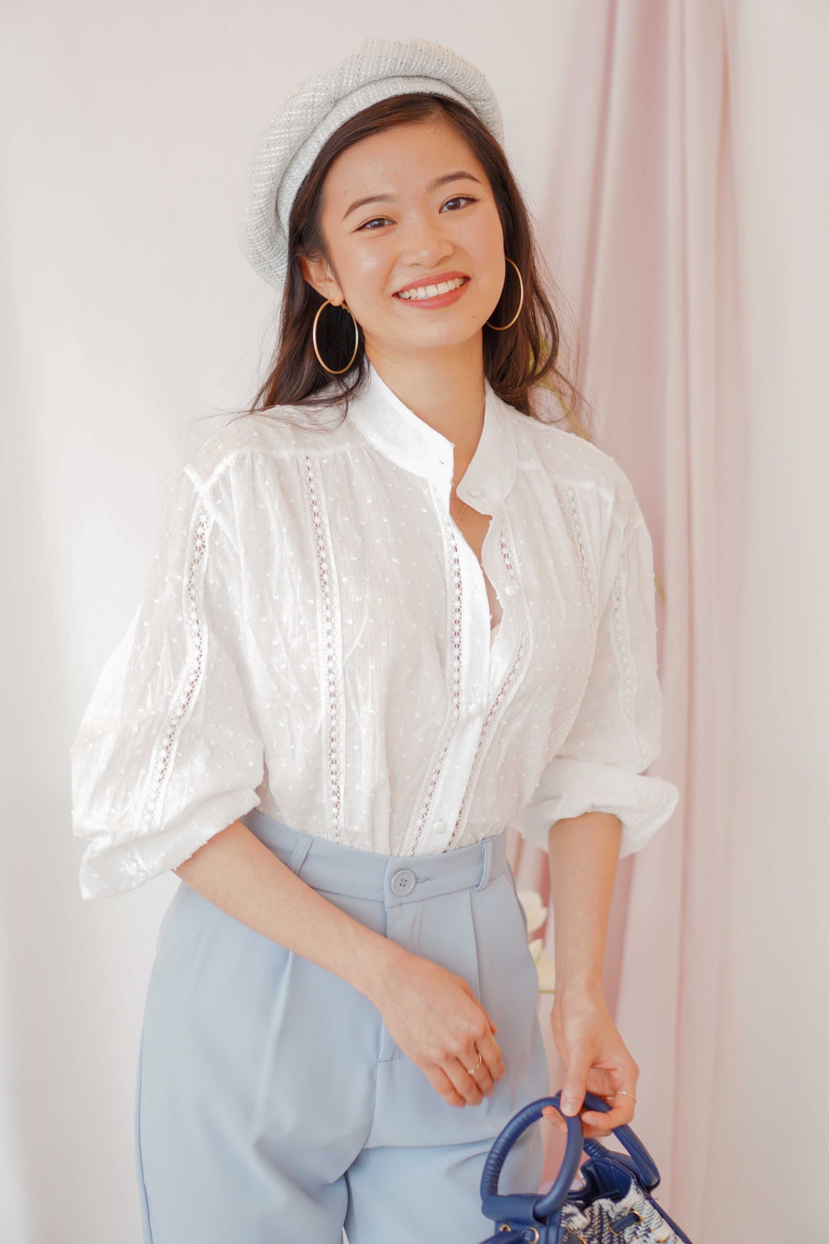 Sunmi Long Sleeve Linen Top in White