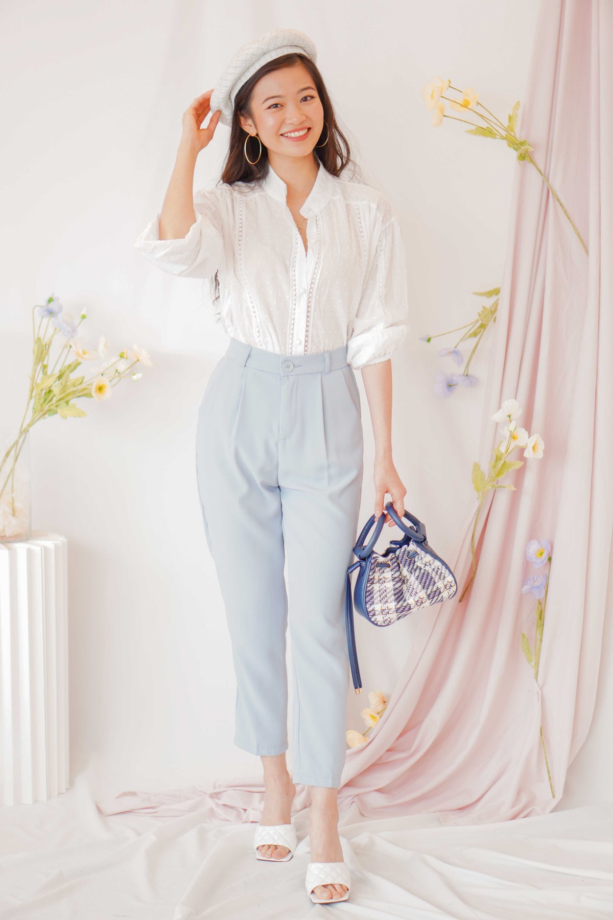 Sunmi Long Sleeve Linen Top in White