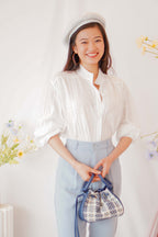 Sunmi Long Sleeve Linen Top in White