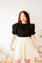 Macchiato Puffy Sleeve Crop Top in Black