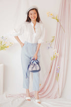 Sunmi Long Sleeve Linen Top in White