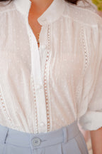 Sunmi Long Sleeve Linen Top in White