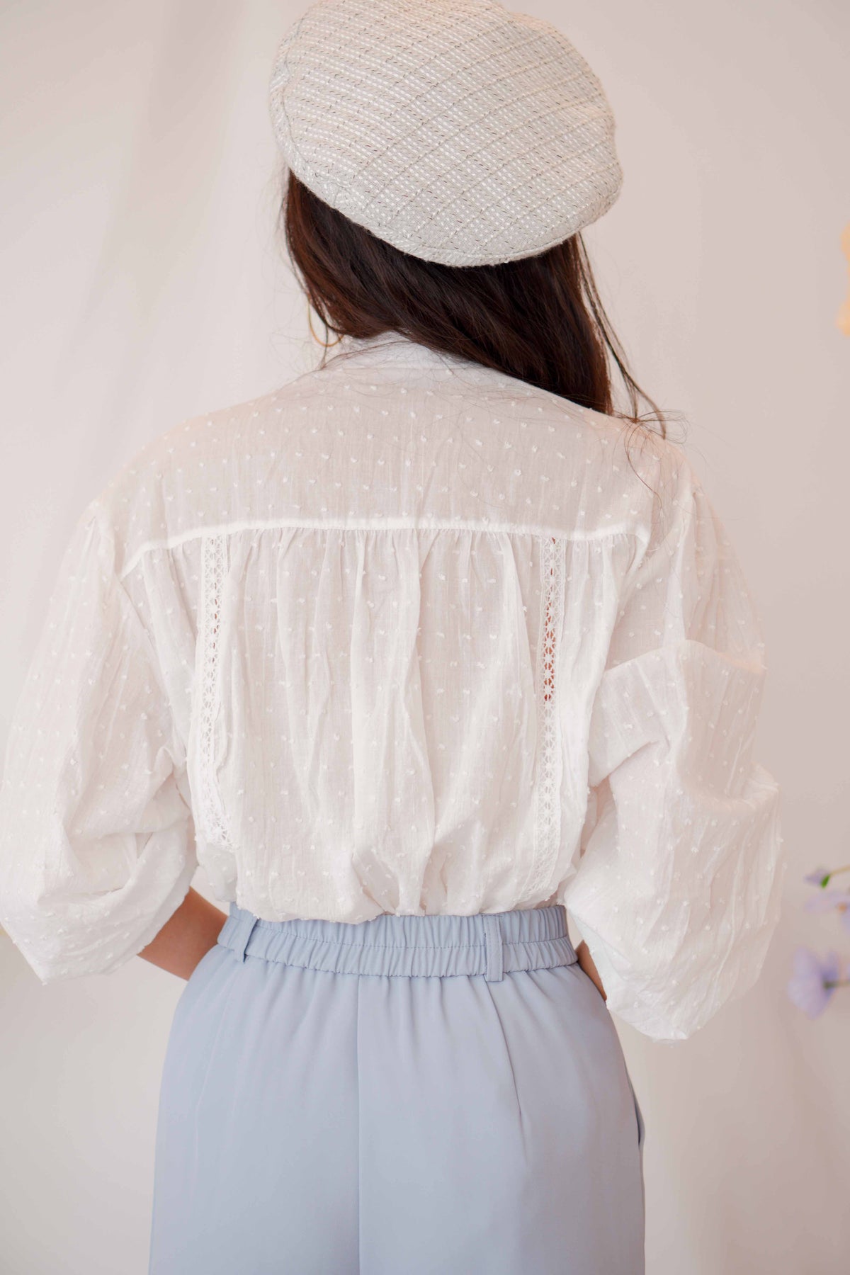 Sunmi Long Sleeve Linen Top in White