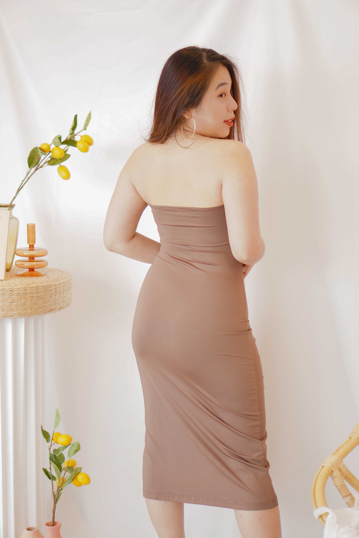 Fine Dune Tube Cutout Dress in Khaki