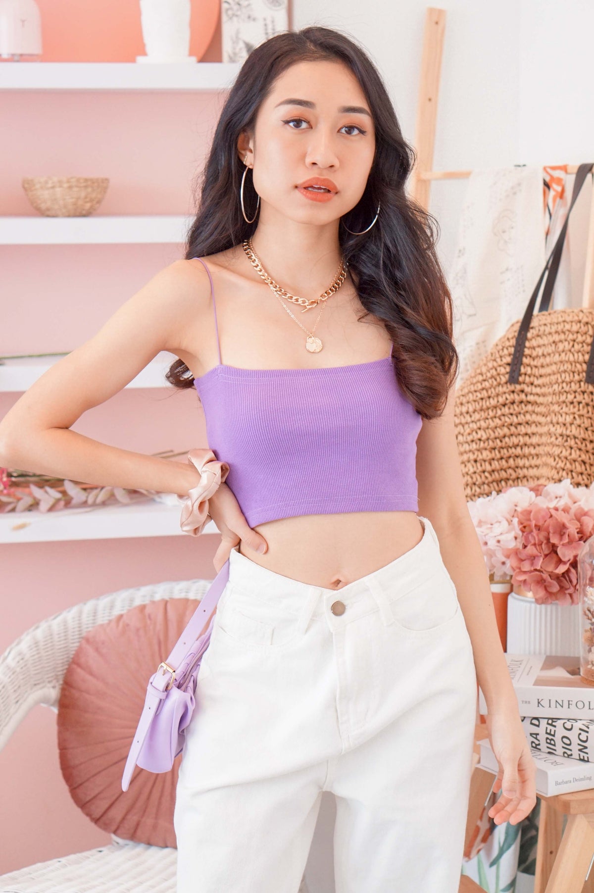 Sugar Rush Ribbed Crop Top in Purple